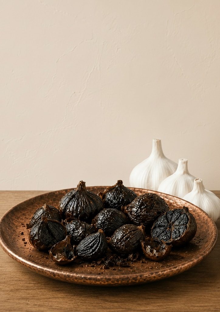 Tabakta siyah sarımsaklar